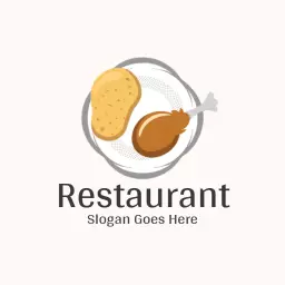 Delicious Chicken and Potato Dish for Cozy Restaurant Logo Template