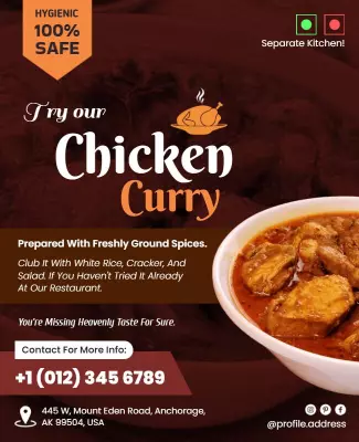 Delicious Chicken Curry Restaurant Promotion Flyer Template