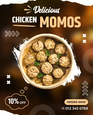 Promotional Delicious Chicken Momos Flyer Template