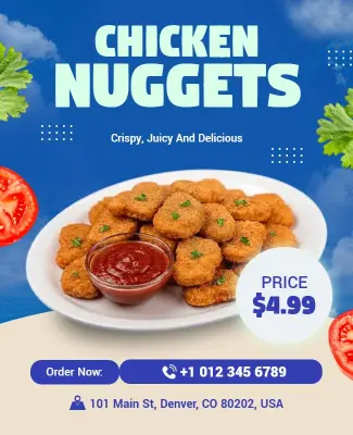 Delicious Chicken Nuggets Special Offer Poster Template