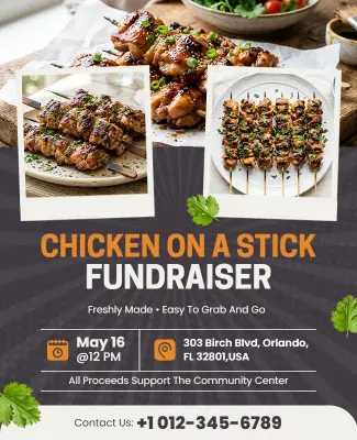 Delicious Chicken on a Stick Fundraiser Flyer Template