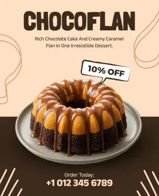 Delicious Chocoflan Dessert Promotion Poster Template