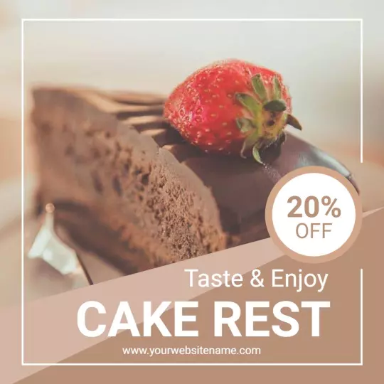 Delicious Chocolate Cake Slice with Strawberry Discount Offer Ad Template