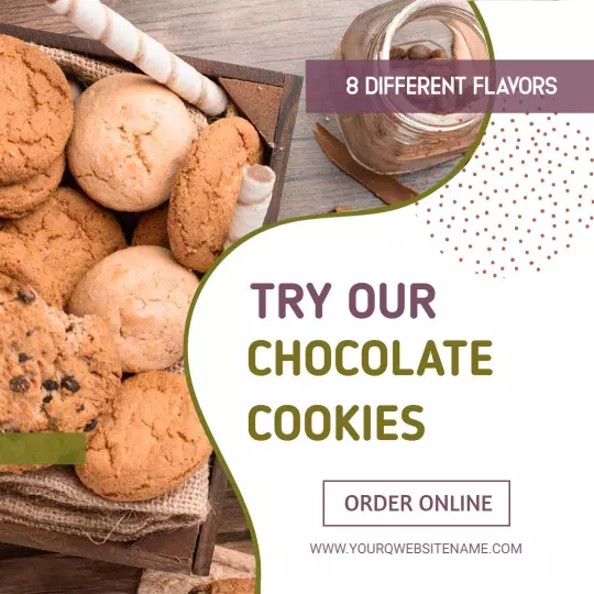 Delicious Chocolate Cookies with Eight Flavor Options Ad Template