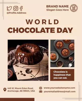 Delicious Chocolate Dessert Celebration World Chocolate Day Poster Template
