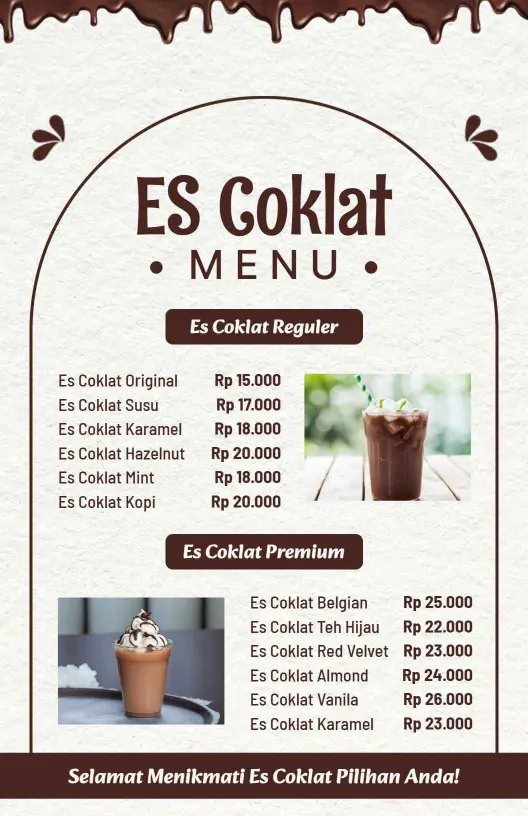 Delicious Chocolate Drinks Featuring Unique Flavors Chocolate Menu Template