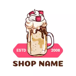 Delicious Chocolate Milkshake Topped with Whipped Cream Logo Template