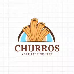 Delicious Churros Stacked Against a Bright Blue Background Logo Template
