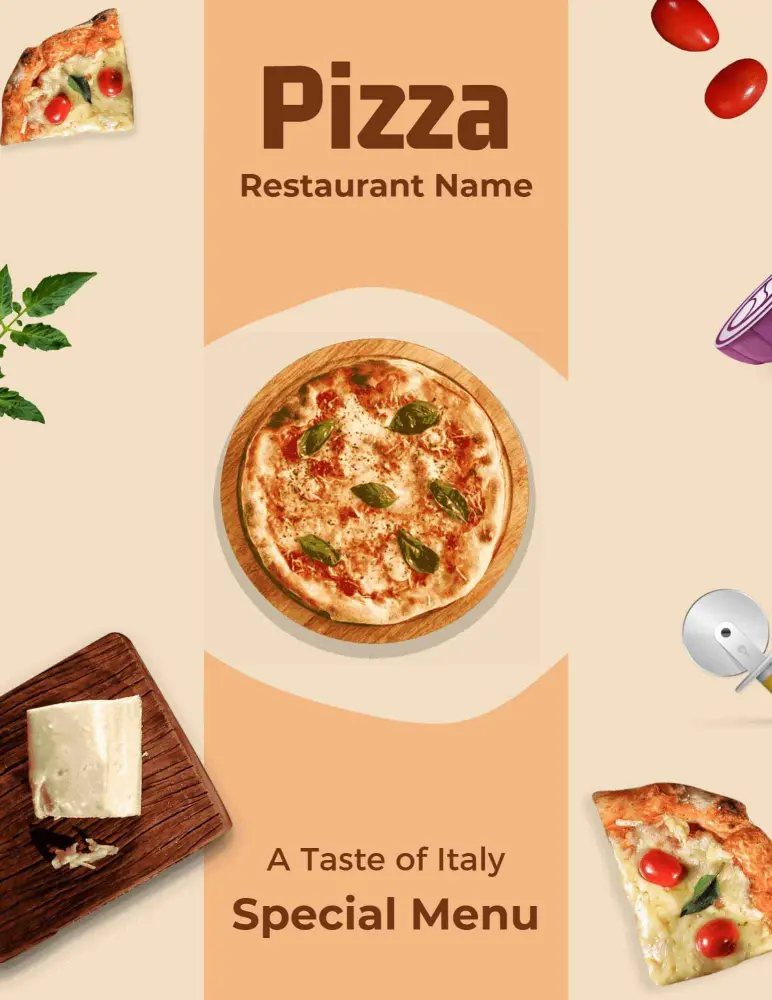 Delicious Classic and Gourmet Pizzas with Fresh Toppings Pizza Menu Template