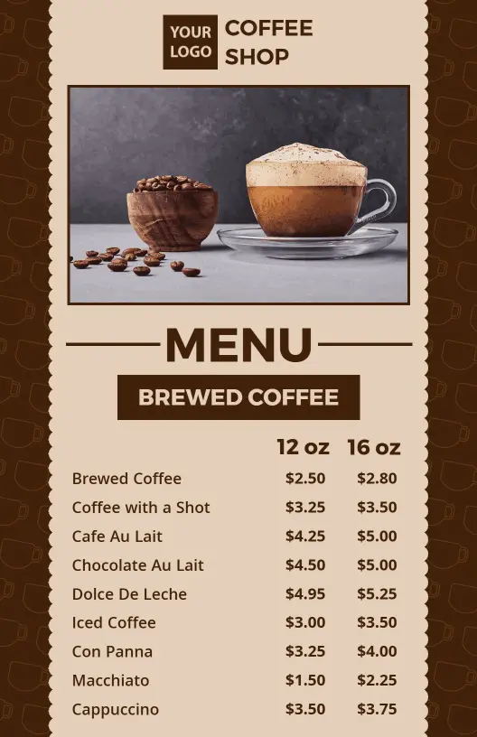 Delicious Coffee and Tea Selections for Every Taste Cafe Menu Template