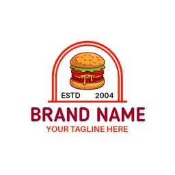 Delicious Colorful Burger with Melting Cheese Logo Template