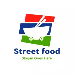 Delicious Colorful Food Cart Showcasing Street Food Logo Template
