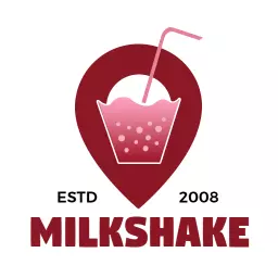Delicious Creamy Milkshake with Straw Inside a Heart Logo Template