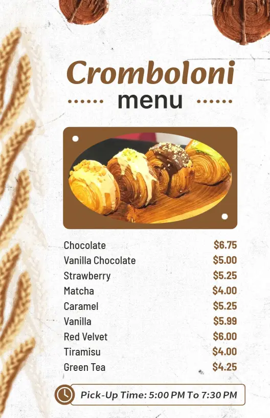 Delicious Croissant Desserts Featuring Sweet Flavors Dessert Menu Template