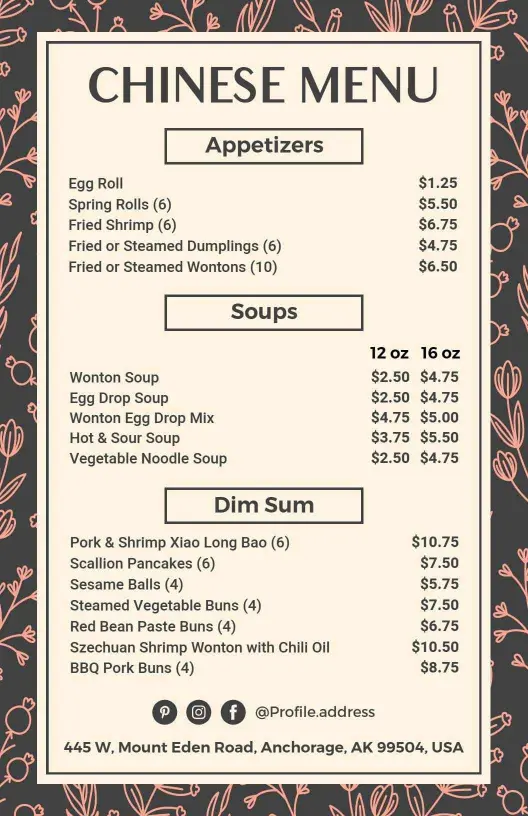 Delicious Dim Sum and Flavorful Soup Options Chinese Menu Template