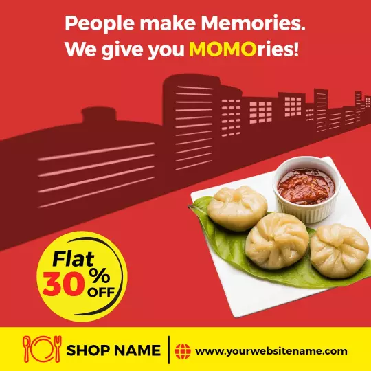 Delicious Dumplings Promotion with 30% Off Offer Ad Template