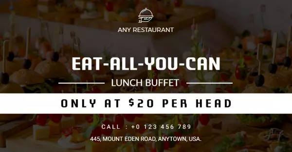 Delicious Eat-All-You-Can Lunch Buffet with Appetizers Banner Template