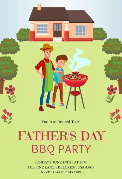 Delicious Father's Day BBQ Celebration Invitation Template