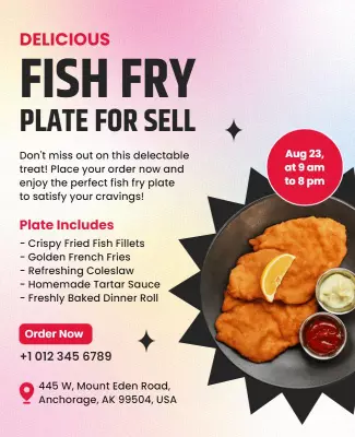 Delicious Fish Fry Plate Promotion Flyer Template
