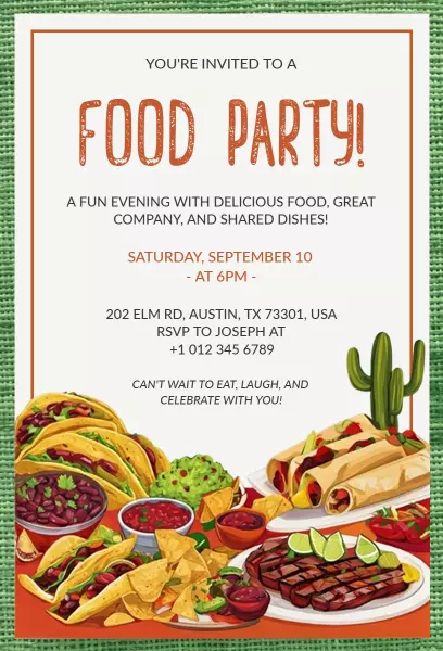 Delicious Food Fiesta Party Celebration Invitation Template