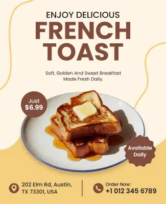 Delicious French Toast Breakfast Promotion Poster Template