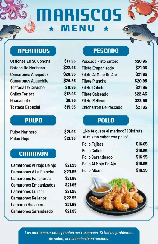 Delicious Fresh Fish Dishes and Seafood Specialties Menu Template