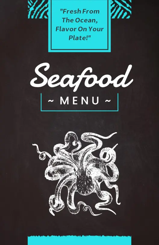 Delicious Fresh Seafood Specialties and Tasty Dishes Seafood Menu Template