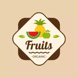 Delicious Fresh Watermelon and Pineapple Organic Fruits Logo Template
