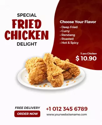 Delicious Fried Chicken Special Menu Offering Poster Template