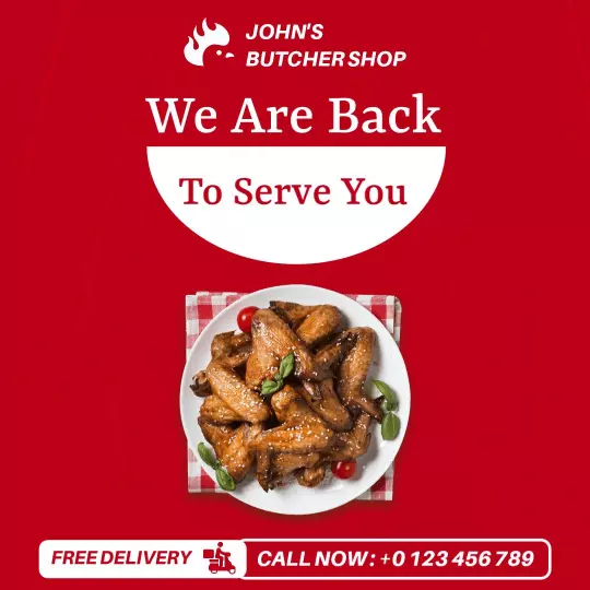 Delicious Fried Chicken Wings with Red Background Ad Template