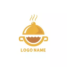 Delicious Gold Serving Dish Representing Event Catering Logo Template