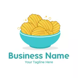 Delicious Golden Chips Served in a Bright Bowl Logo Template