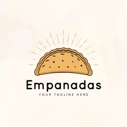 Delicious Golden Empanadas with Warm Sunburst Design Logo Template