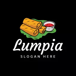 Delicious Golden Lumpia with Sweet Sauce Food Logo Template