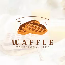 Delicious Golden Waffle Design for Breakfast Treats Logo Template
