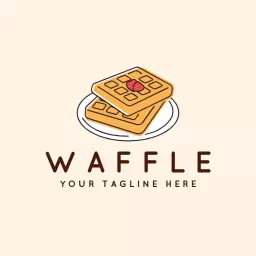 Delicious Golden Waffle Stacked on a Plate Logo Template