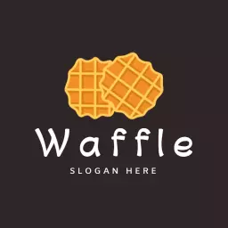 Delicious Golden Waffle Treats with Rich Chocolate Logo Template