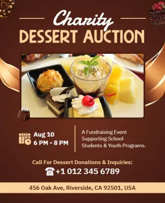 Delicious Gourmet Dessert Auction Fundraising Event Flyer Template