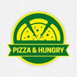 Delicious Green and Yellow Pizza Slice Design Logo Template