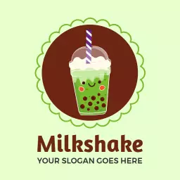 Delicious Green Milkshake in a Whimsical Design Logo Template