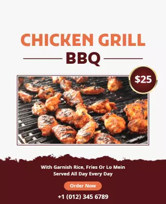 Delicious Grilled Chicken BBQ Menu Poster Template