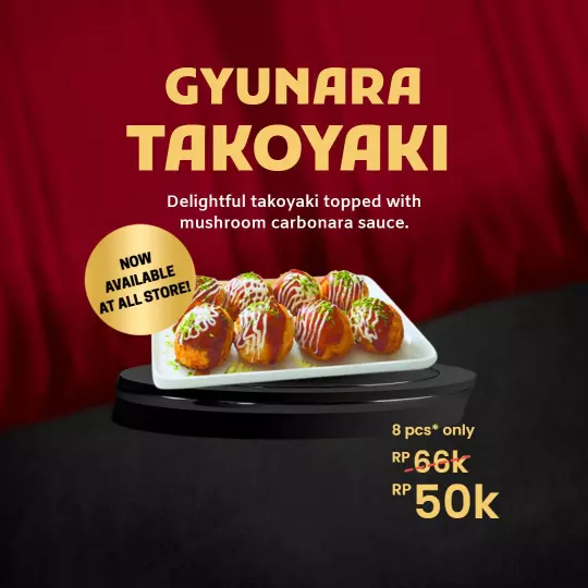 Delicious GYUNARA TAKOYAKI with Mushroom Carbonara Sauce Ad Template