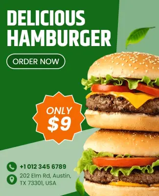 Delicious Hamburger Promotion Flyer Template
