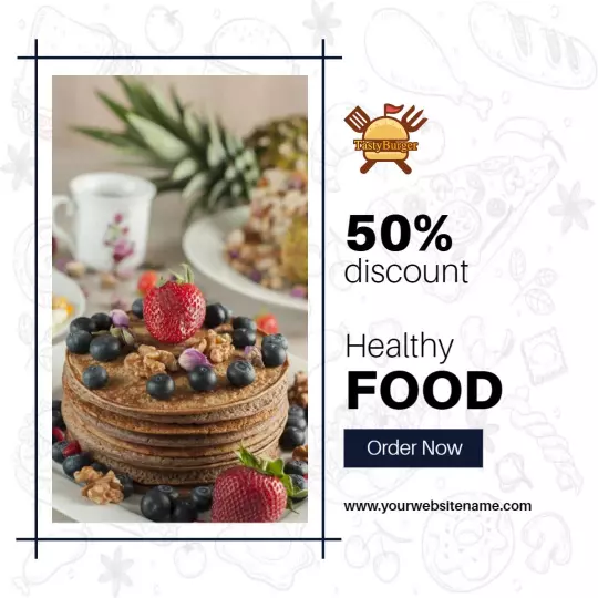 Delicious Healthy Pancake Stack with Discount Offer Ad Template