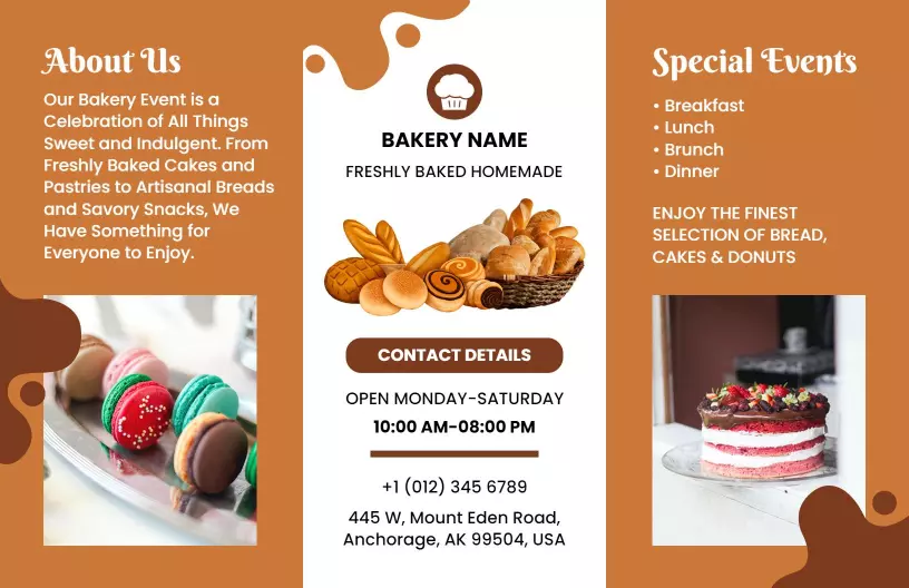 Delicious Homemade Bakery Offering Cakes and Pastries Brochure Template