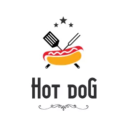 Delicious Hot Dog with Grill Tools Representing Food Logo Template