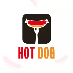 Delicious Hotdog on a Fork in Bold Colors Logo Template