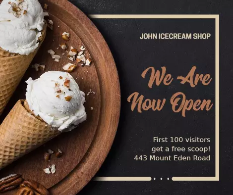 Delicious Ice Cream Cone Grand Opening Announcement Ad Template