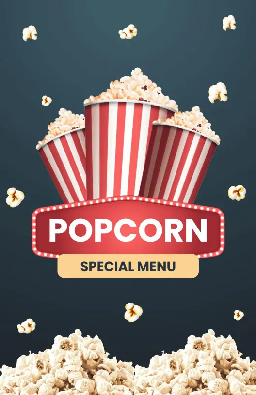 Delicious International and Classic Favorites Popcorn Menu Template