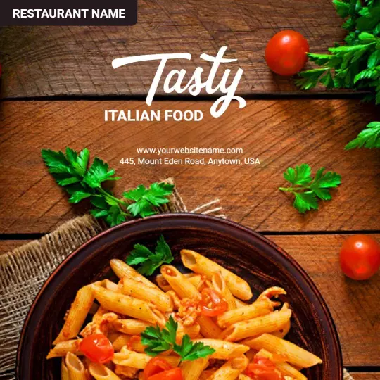 Delicious Italian Pasta Dish with Fresh Ingredients Ad Template